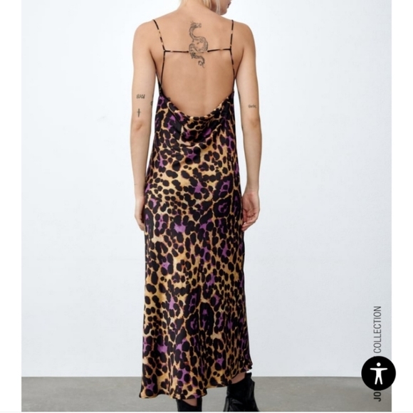 Zara Satin Effect Leopard Print Dress - Picture 5 of 15